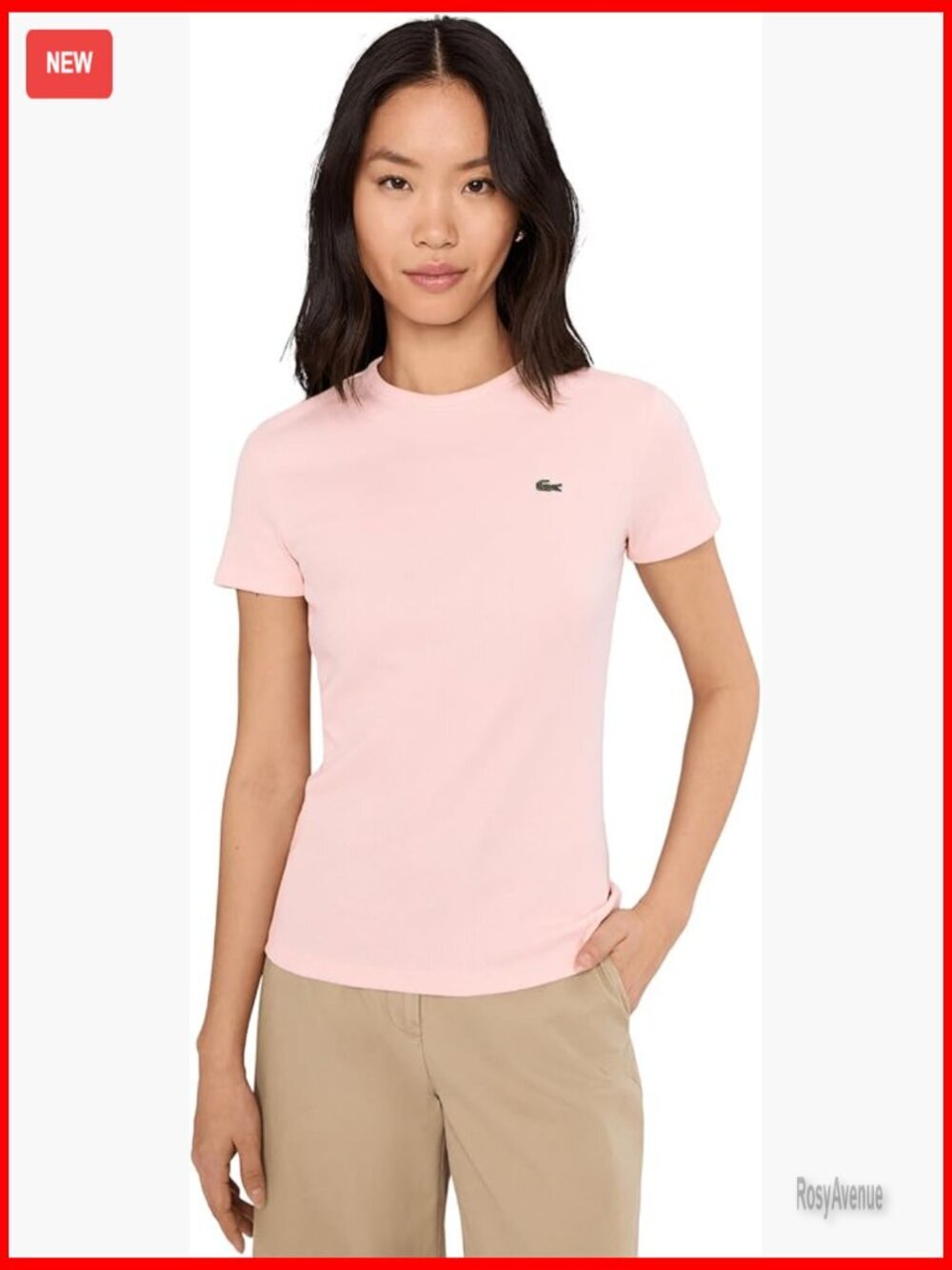 Slim Fit Ribbed Cotton T-Shirt, Crew Neck, Short Sleeve